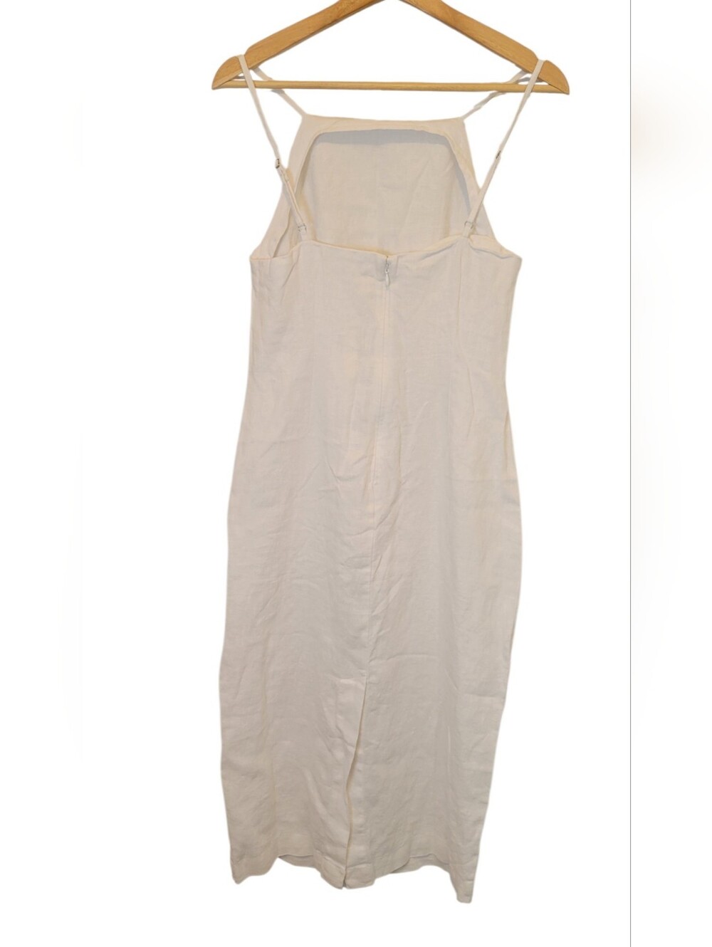 Madewell NWT 100% Linen White Midi Dress Size 4 Square Neck Adjustable Straps - Picture 3 of 9